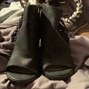 Peep toe ankle boots worn 2x